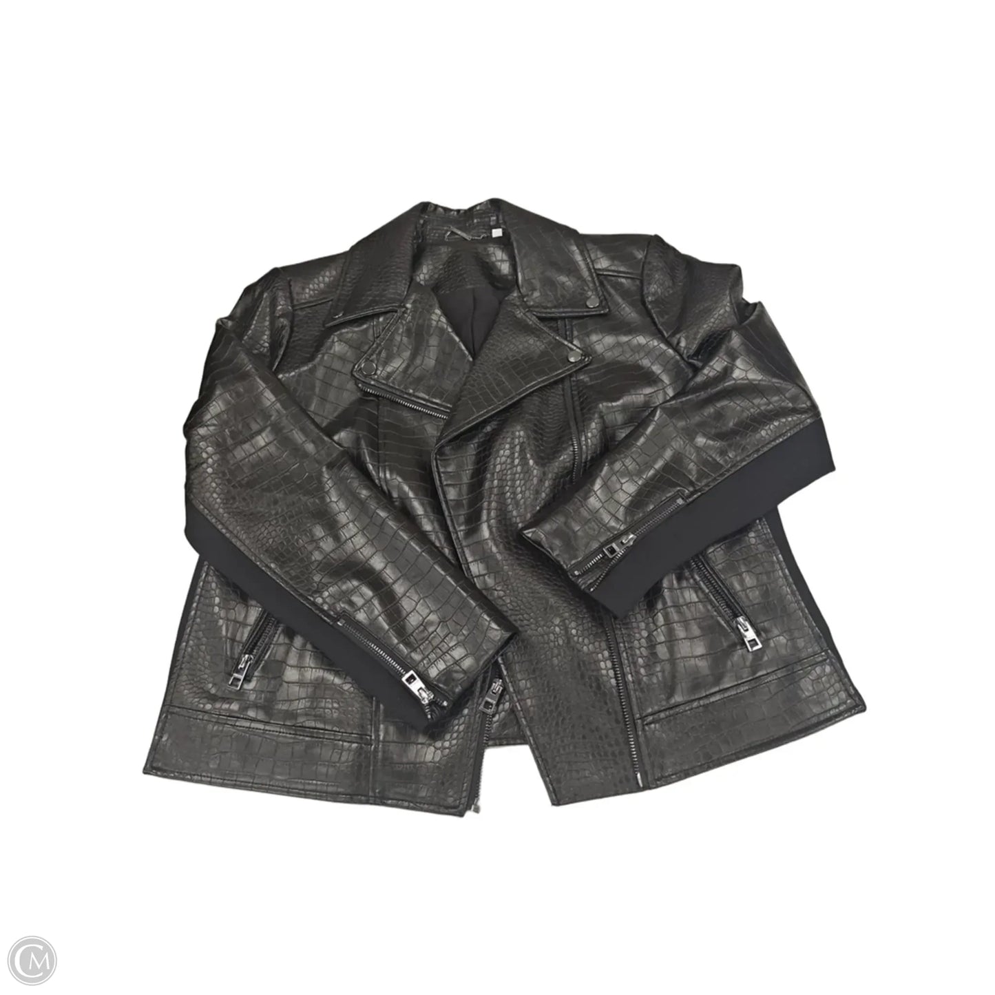 Jacket Leather By Chicos In Black, Size: M