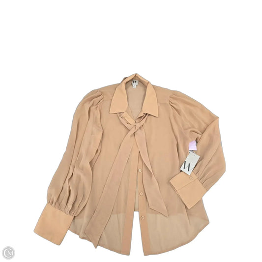 Top Long Sleeve By Worthington In Tan, Size: Xl