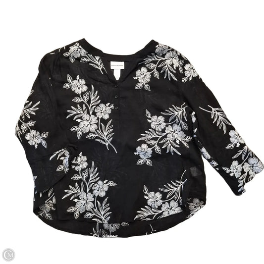 Top 3/4 Sleeve By Alfred Dunner In Black & White, Size: Xl