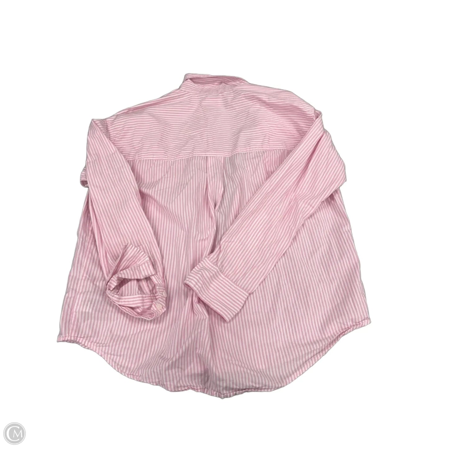 Top Long Sleeve By American Eagle In Pink & White, Size: S