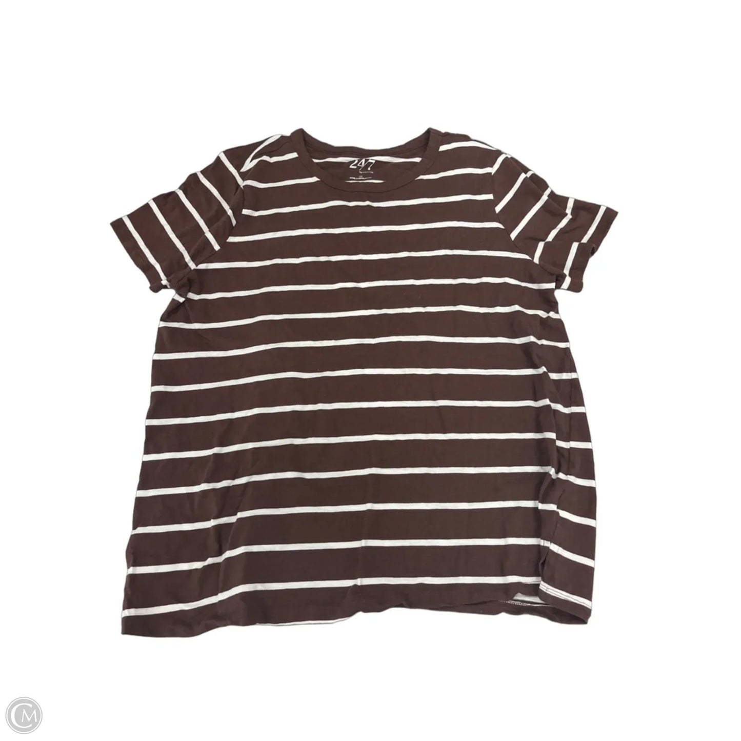 Top Short Sleeve By Maurices In Brown & Cream, Size: 1x