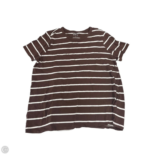 Top Short Sleeve By Maurices In Brown & Cream, Size: 1x