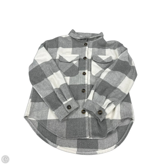 Jacket Shirt By Love Tree In Grey & White, Size: L