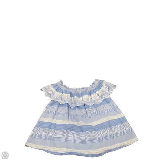 Top Short Sleeve By Hem & Thread In Blue & White, Size: M