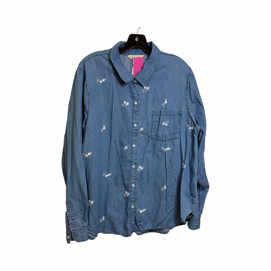 Top Long Sleeve By Lucky Brand In Blue Denim, Size: Xl