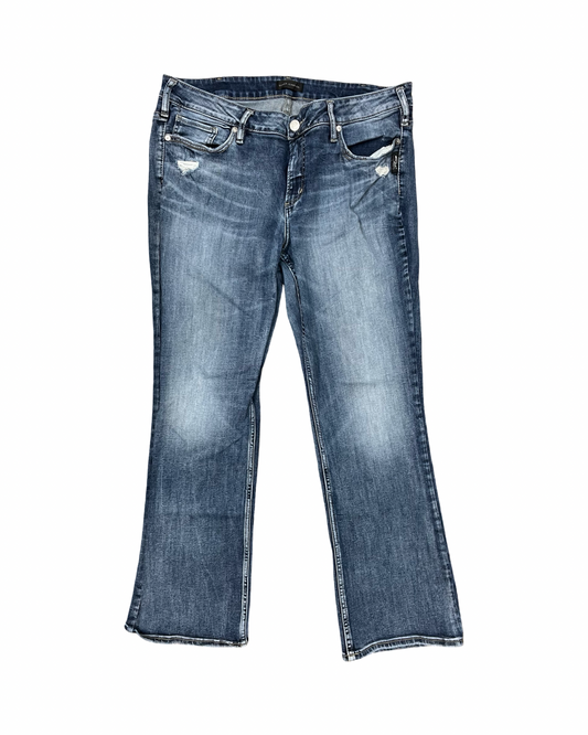 Jeans Straight By Silver In Blue Denim, Size:16