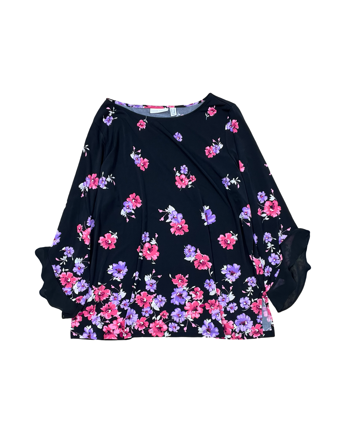Top 3/4 Sleeve By Susan Graver In Black, Size:1X