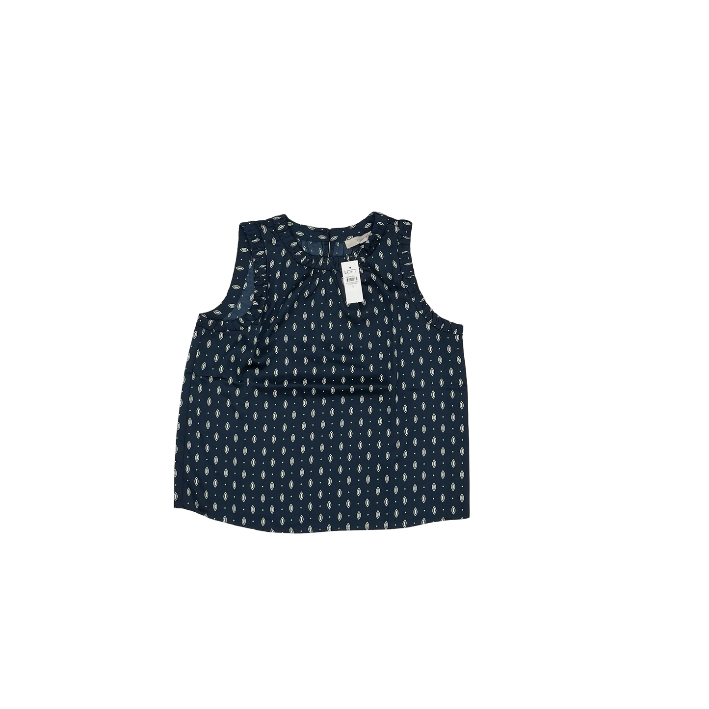 Blouse Sleeveless By Loft In Blue & Cream, Size:S
