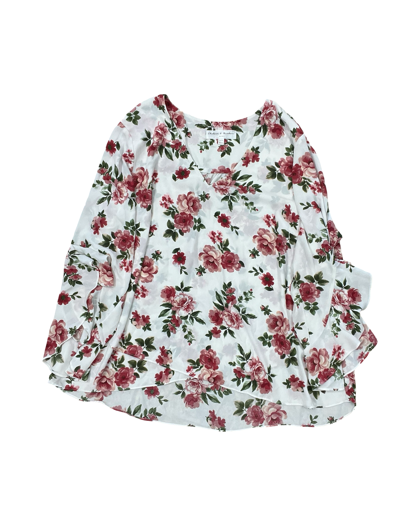 Top 3/4 Sleeve By Chelsea And Theodore In White, Size:2X