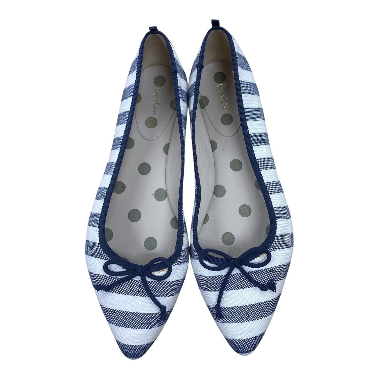 Shoes Flats By Boden In Blue & Cream, Size:9.5