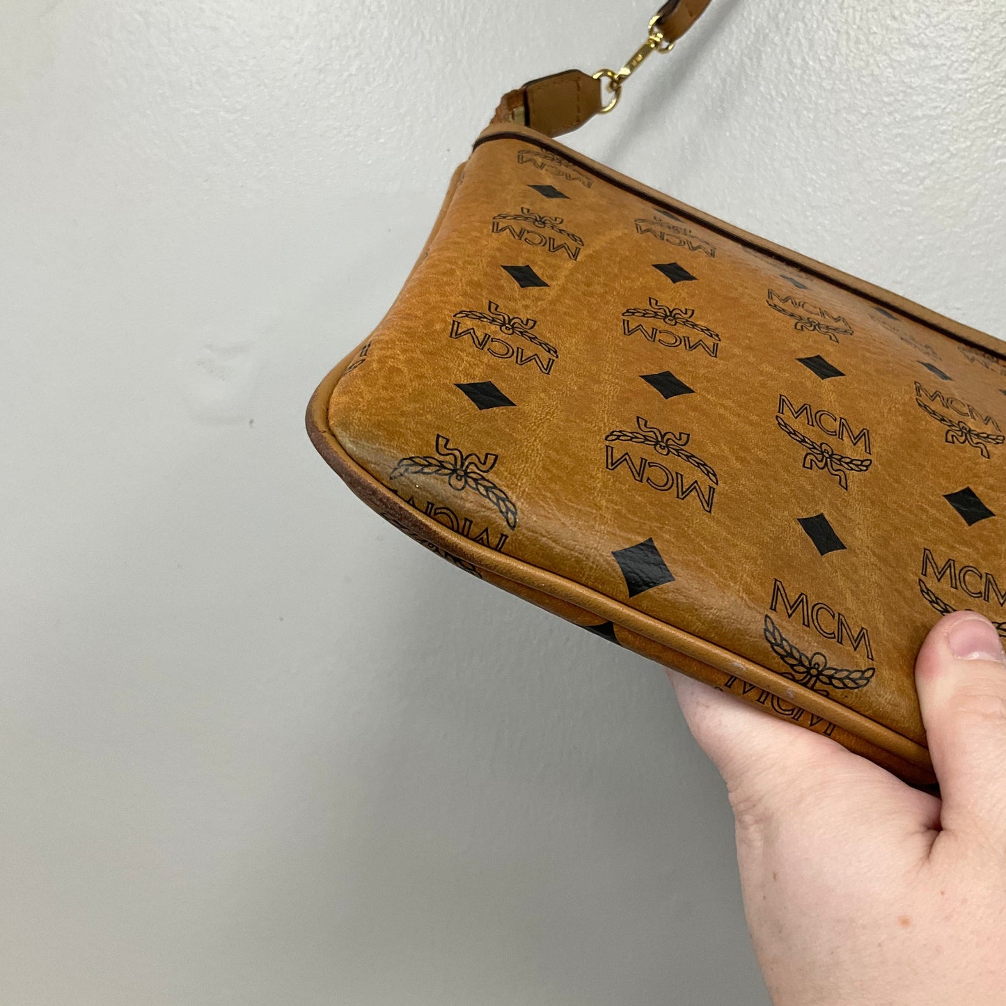 Handbag Luxury Designer By Mcm In Brown, Size:Small