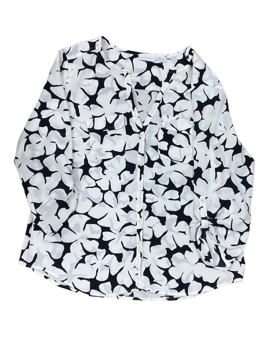 Blouse 3/4 Sleeve By New York And Co In White, Size:Xl