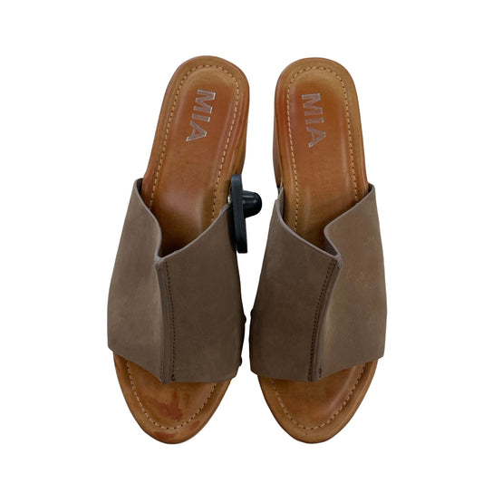 Sandals Heels Block By Mia In Brown & Tan, Size:6.5