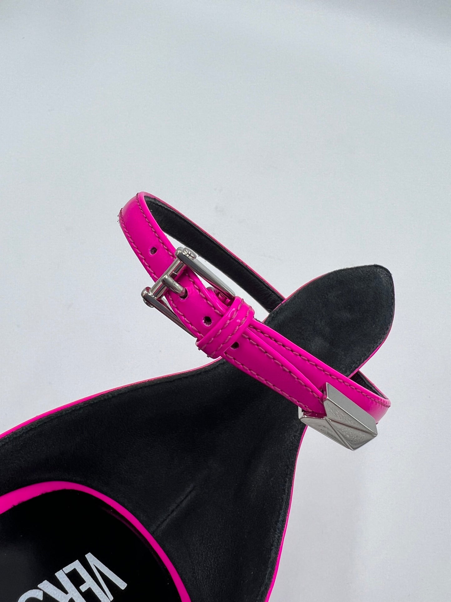 Versace Hot Pink Palladio Designer Heels, Size 8/38