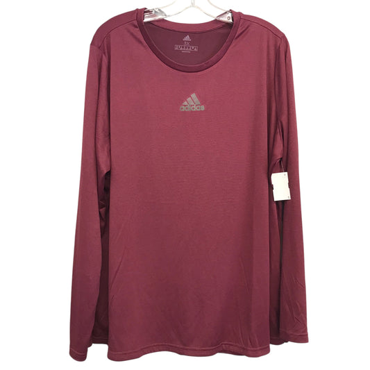 Athletic Top Ls Crewneck By Adidas In Maroon, Size:3X