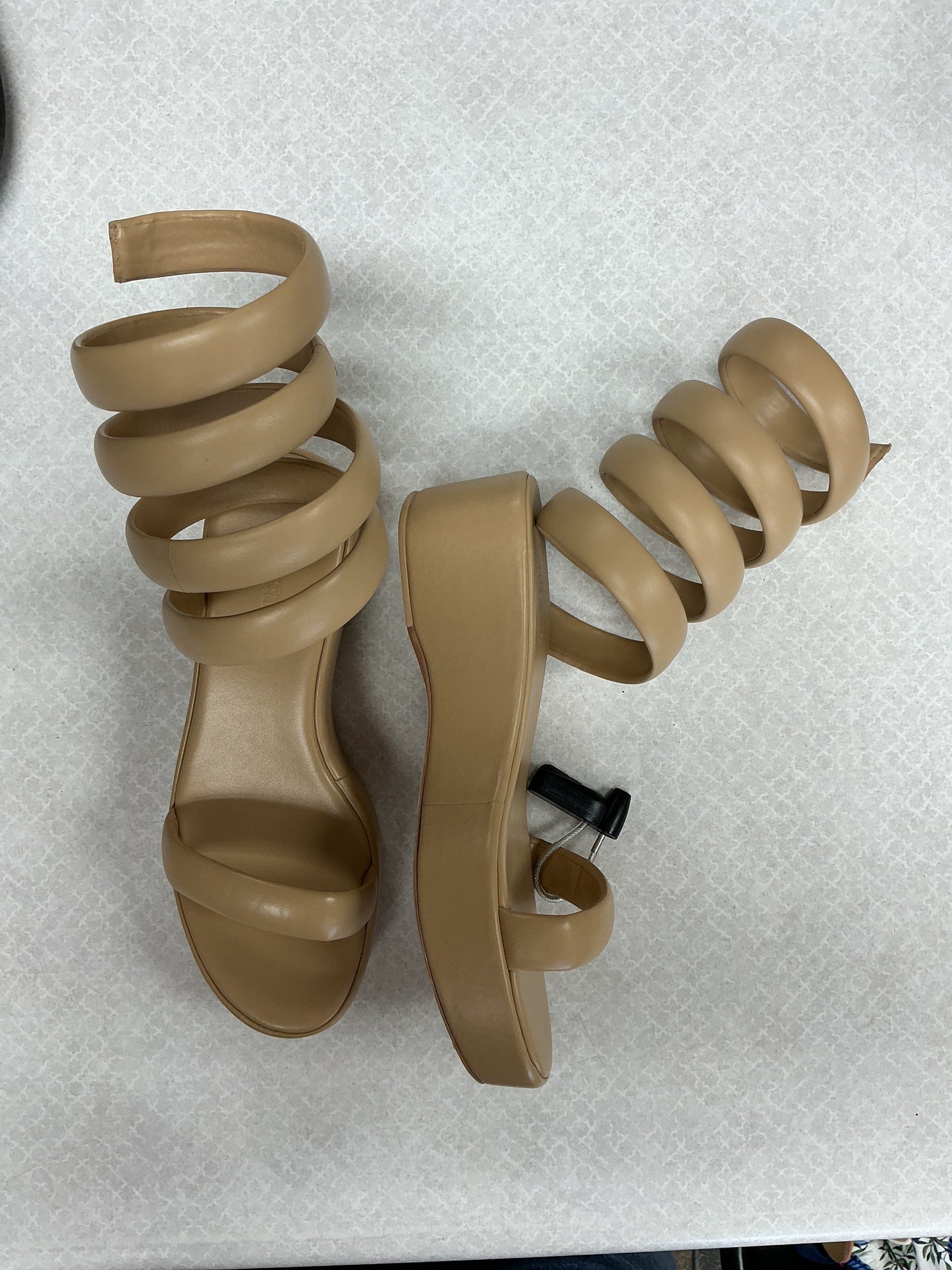 Sandals Heels Platform By Clothes Mentor In Tan, Size:6.5