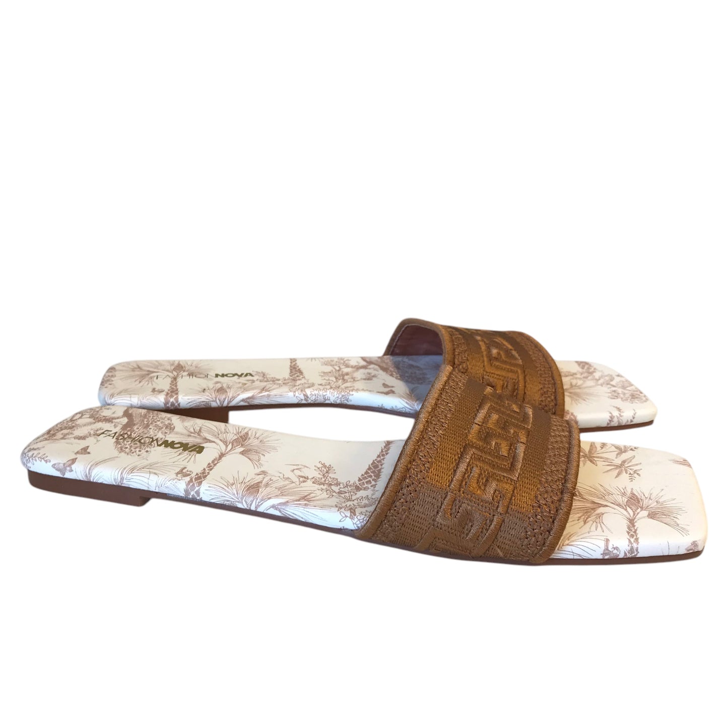 Sandals Flats By Fashion Nova In Brown, Size:11