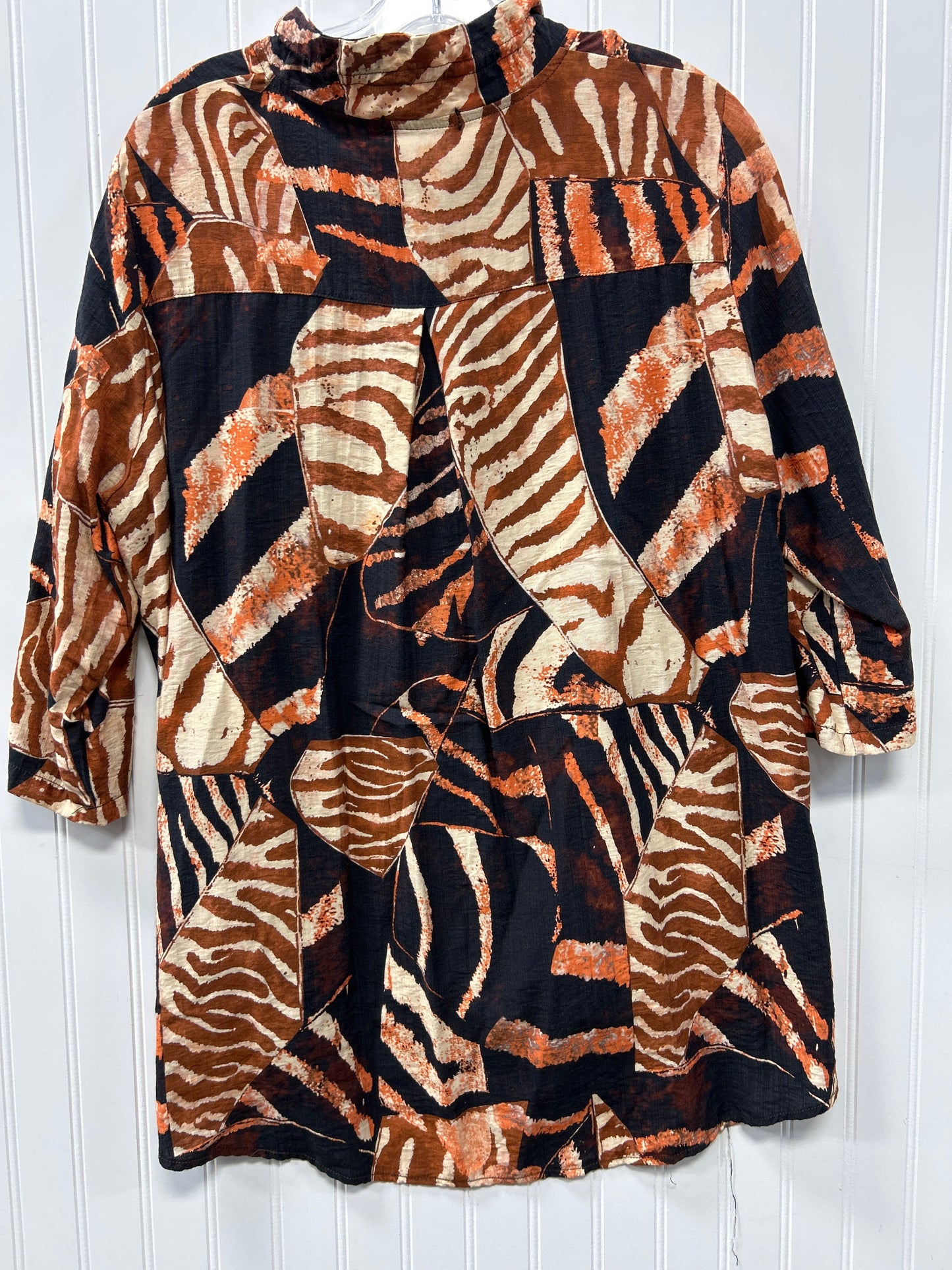 Blouse Ls By Cmc In Blue & Brown, Size:Xxl