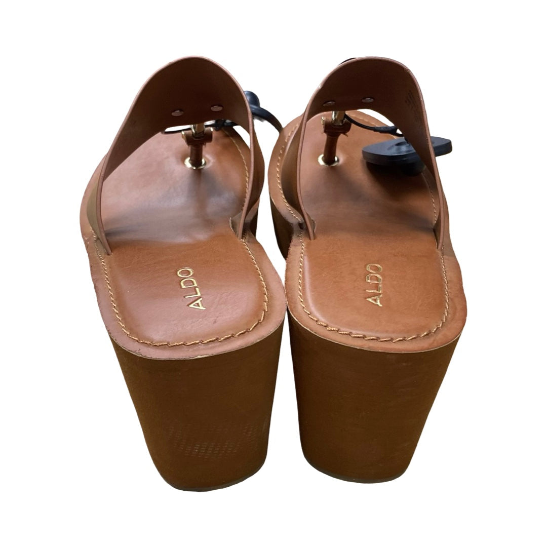 Sandals Heels Wedge By Aldo In Brown, Size:8.5