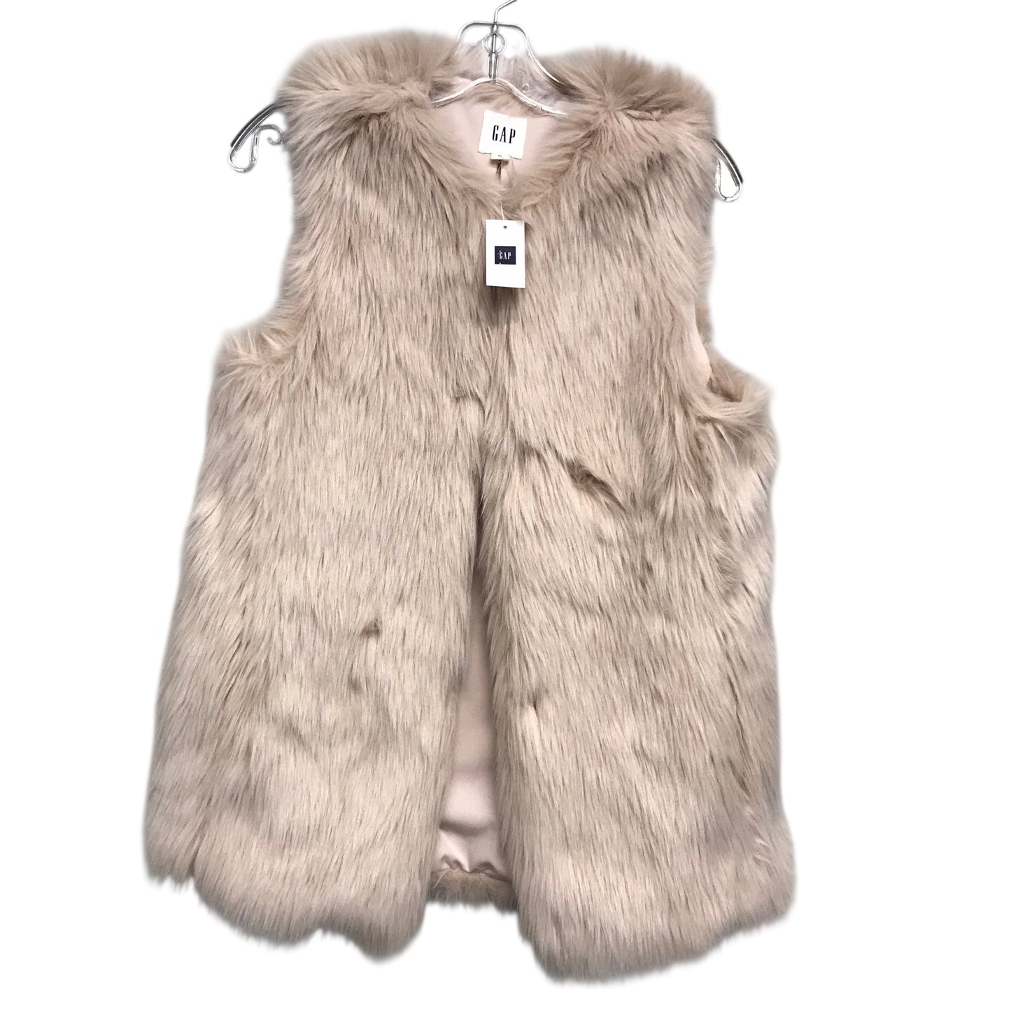 Vest Faux Fur & Sherpa By Gap In Tan, Size:Xs