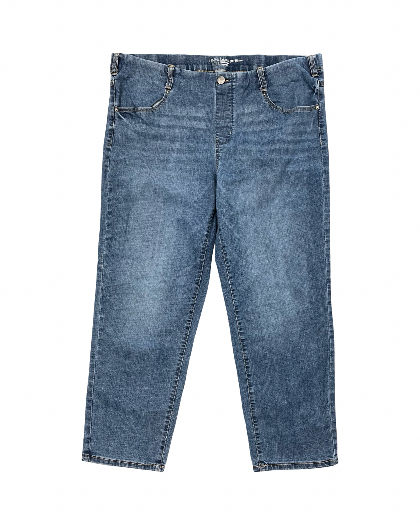 Jeans Straight By Time And Tru In Blue Denim, Size:18