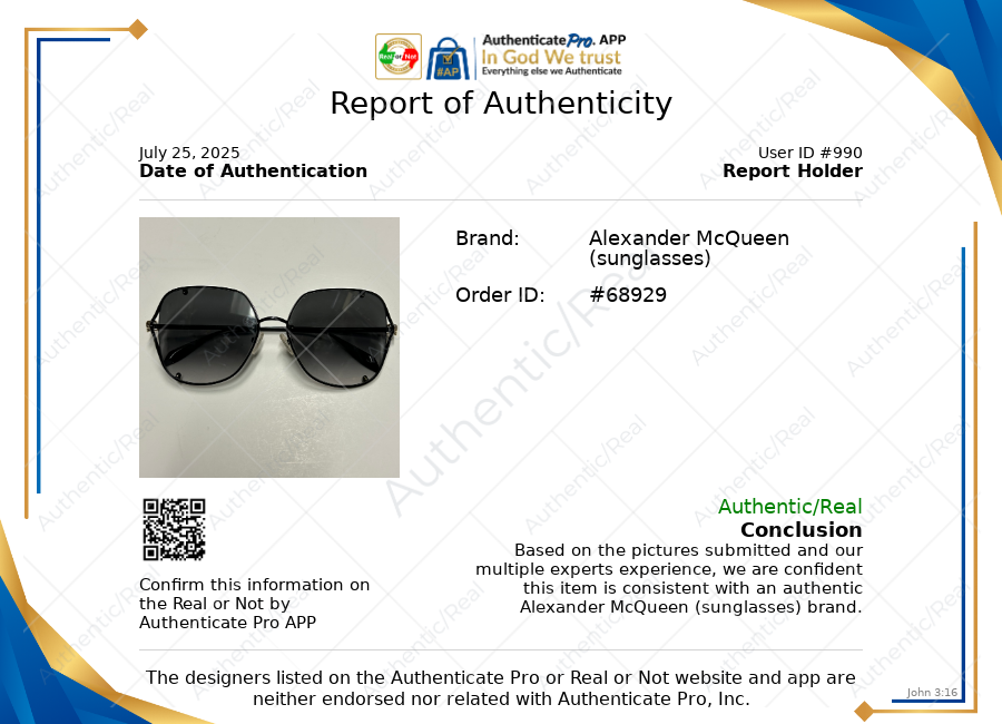 Sunglasses Luxury Designer By Alexander Mcqueen