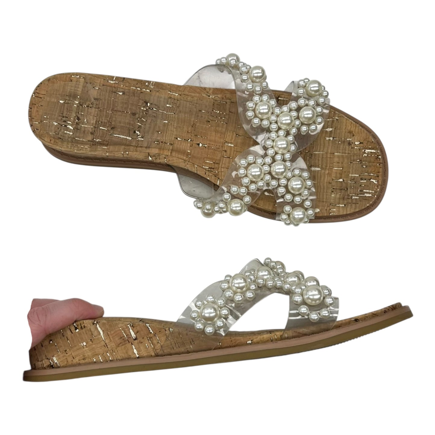 Sandals Flats By Anne Klein In Tan, Size:8