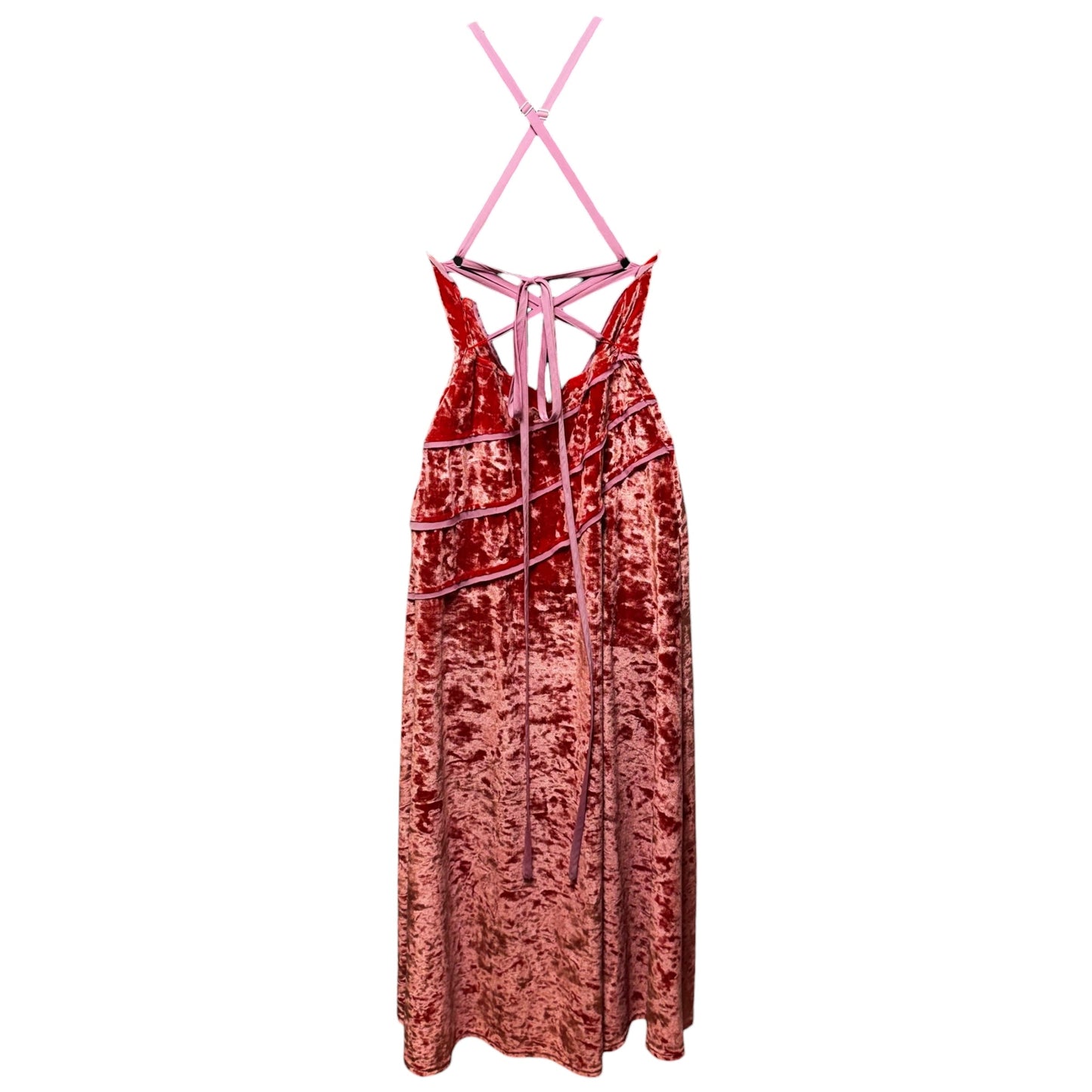 Deia Velvet Dress Casual Midi By Free People In Pink & Orange, Size: Xs