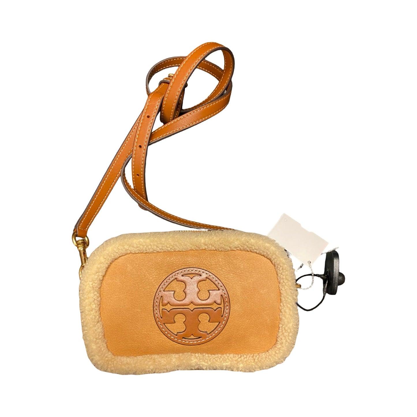 Handbag Designer By Tory Burch In Tan & White, Size:Small