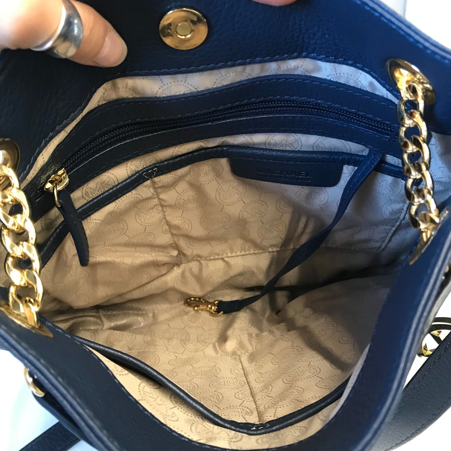 Crossbody Designer By Michael Kors In Navy, Size:Medium