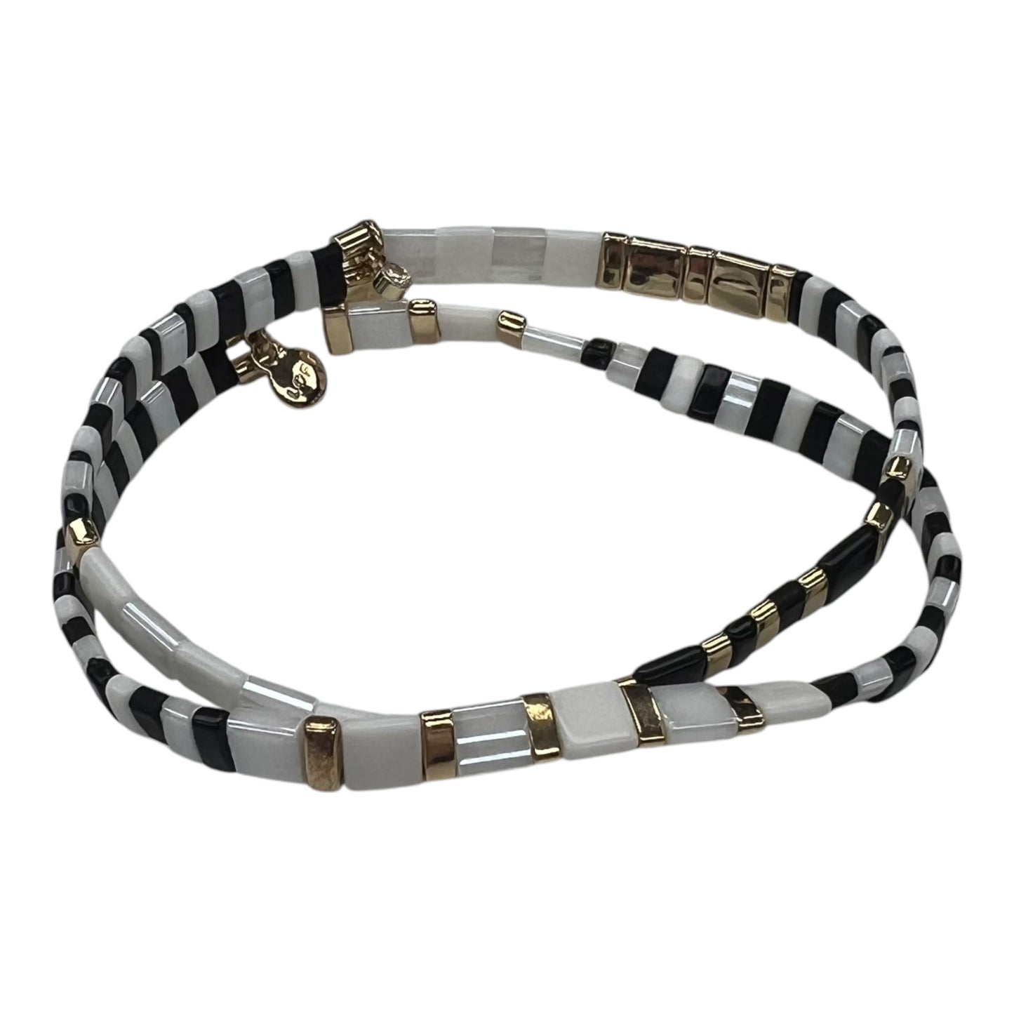 Bracelet Beaded By Loft In Black & White, Size:02 Piece Set