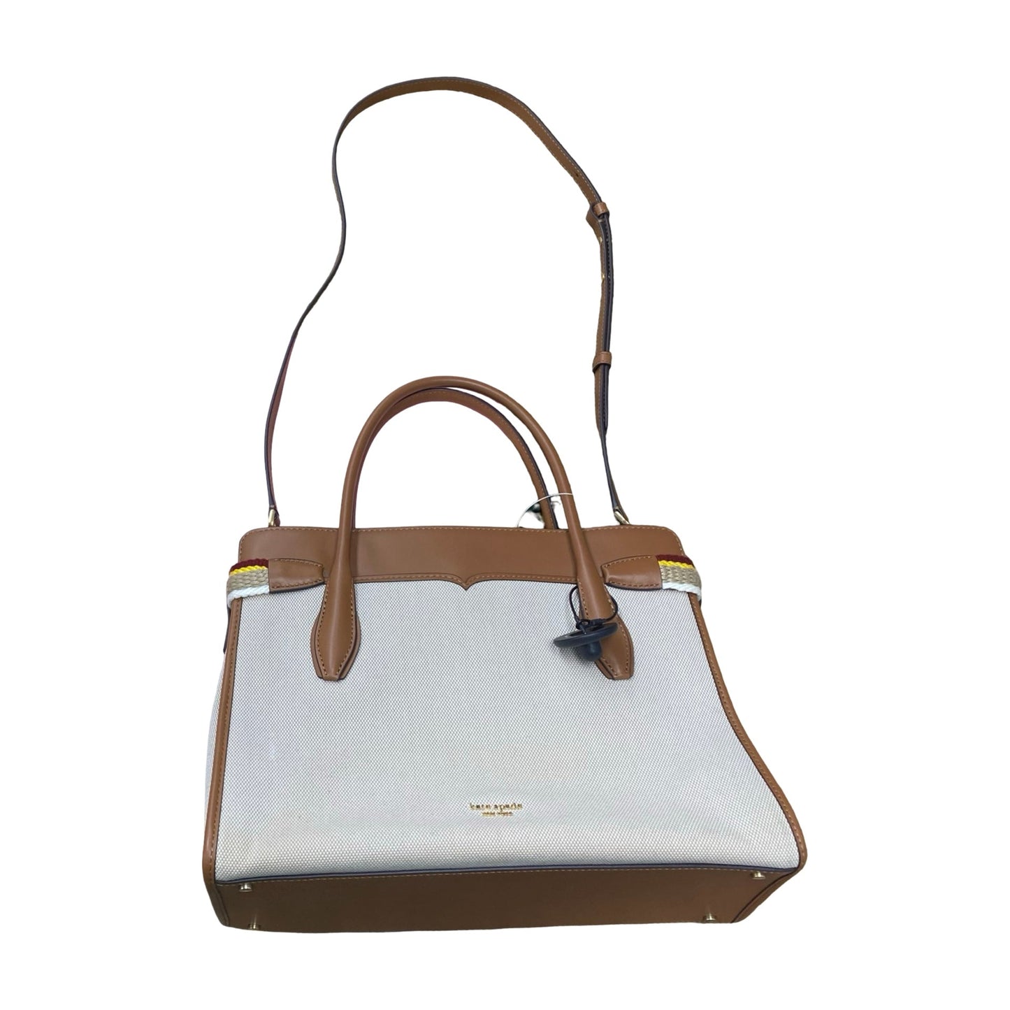 Handbag Designer By Kate Spade In Brown & Cream, Size:Medium