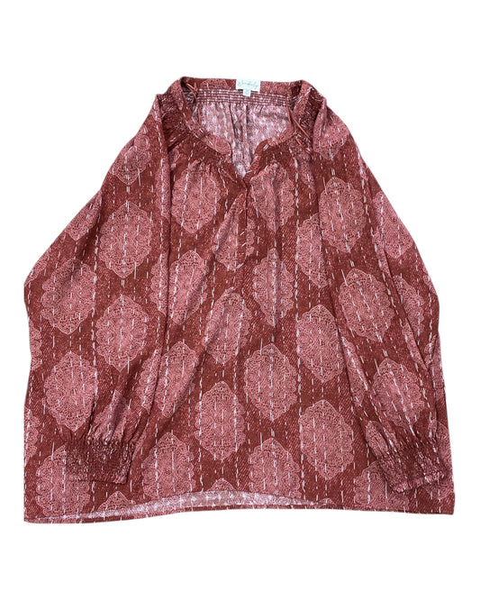 Top Ls By Wonderly In Brown & White, Size:2X