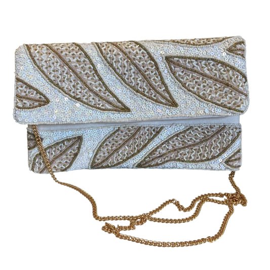 Clutch In Pink & White, Size:Medium