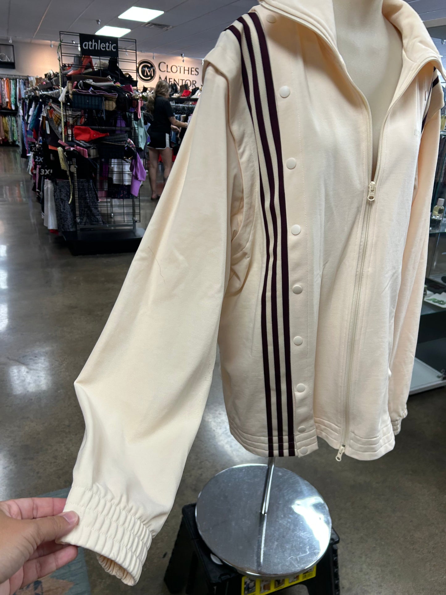 Athletic Jacket By Adidas In Cream, Size:M