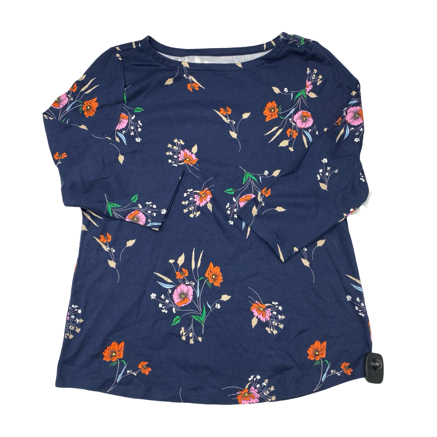 Top 3/4 Sleeve By Charter Club In Blue & Orange, Size:L