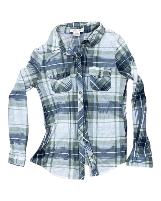 Blouse Ls By Passport In Blue & Green, Size:M