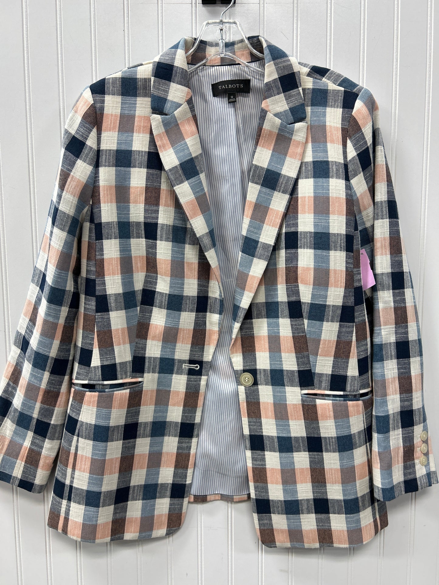 Blazer By Talbots In Plaid Pattern, Size:12