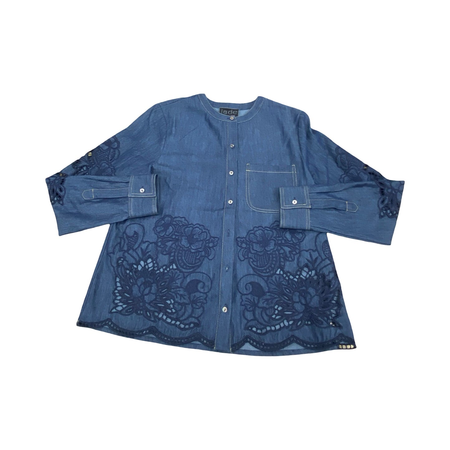Top Ls Designer By Johnny Was In Blue Denim, Size:S