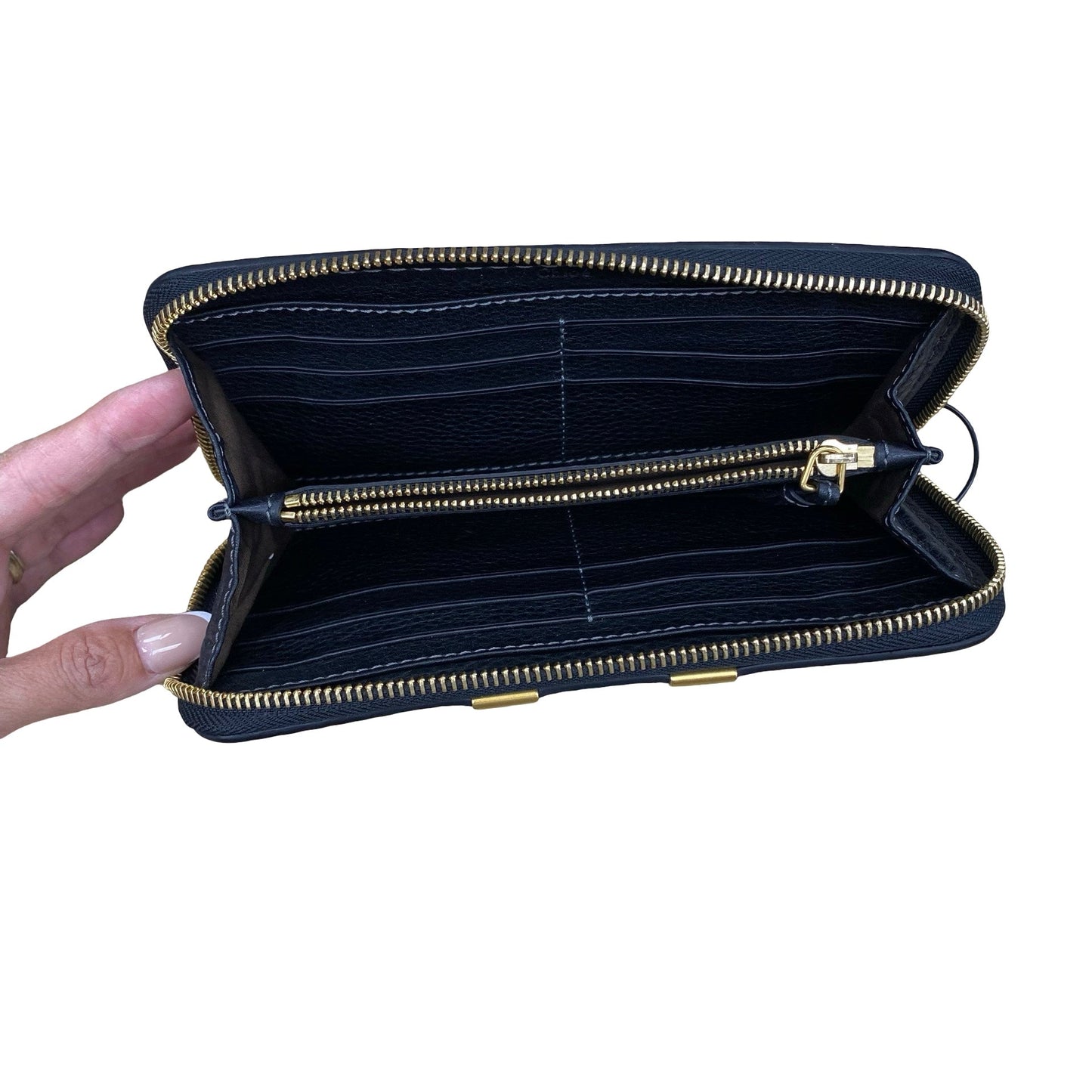 Wallet Luxury Designer By Chloe In Black & Gold, Size:Large