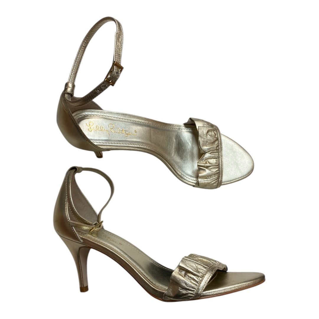 Sandals Designer By Lilly Pulitzer In Gold, Size:8