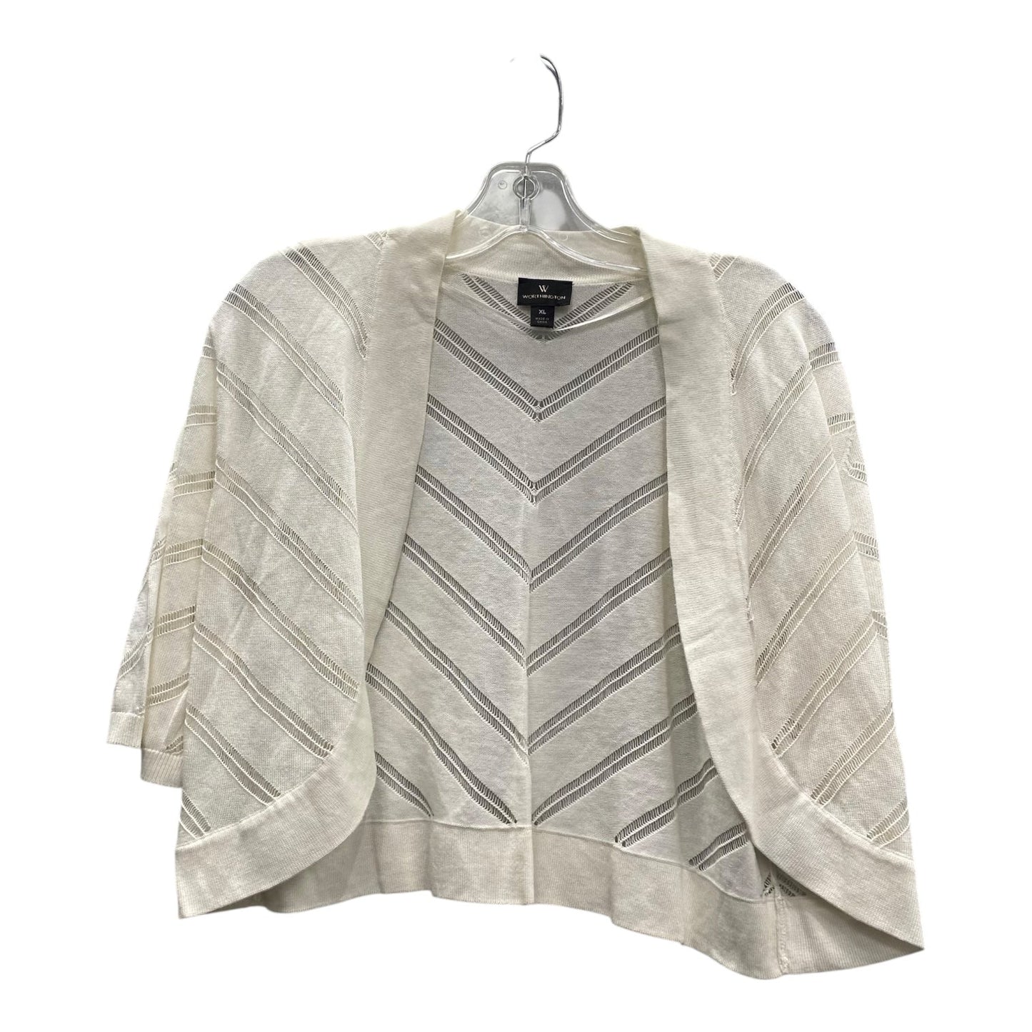 Sweater Cardigan By Worthington In Cream, Size:Xl