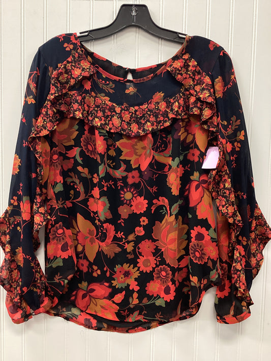 Top Ls By Loft In Black & Orange, Size:Mp