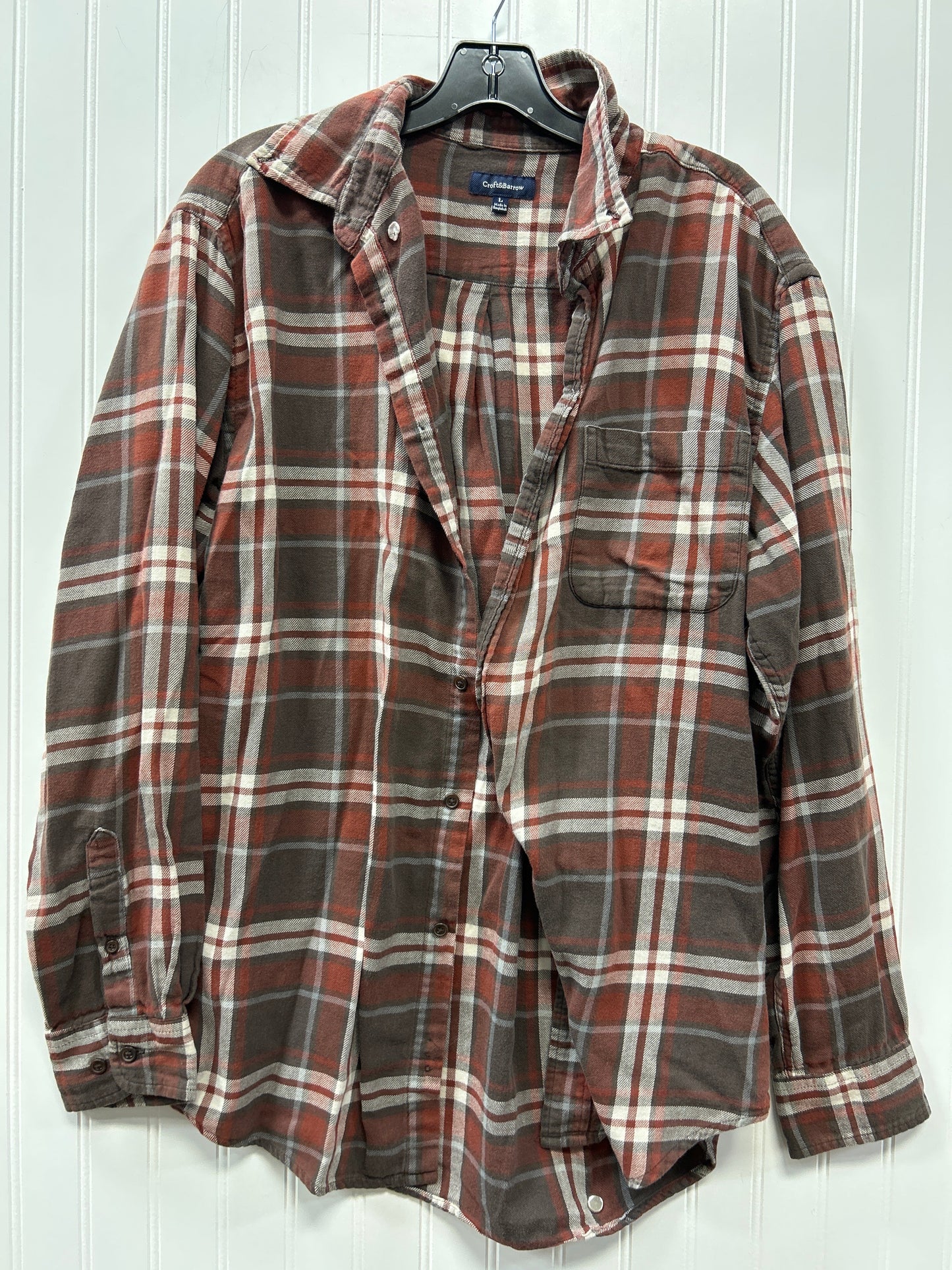 Blouse Ls By Croft And Barrow In Brown, Size:L