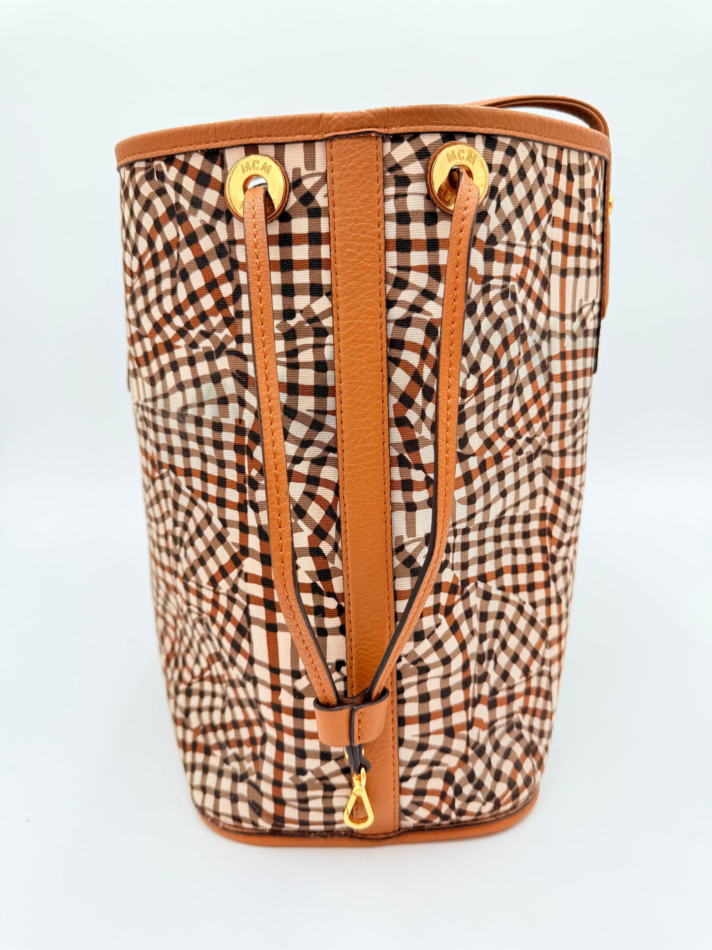 Tote Luxury Designer By Mcm In Tan, Size:Medium