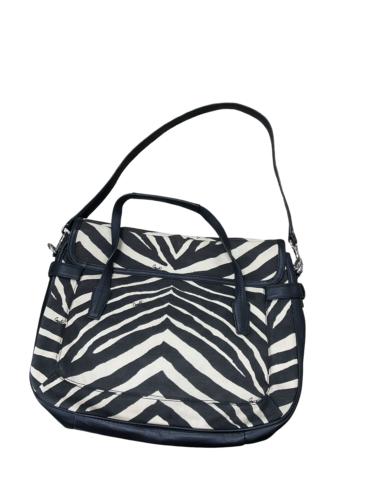 Handbag Designer By Coach In Black & Cream, Size:Large