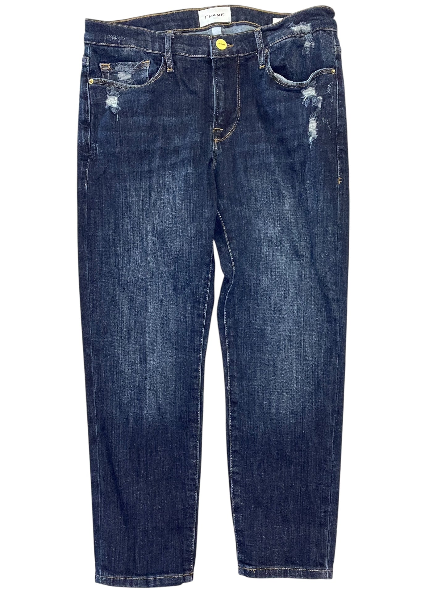 Jeans Cropped By Frame In Blue Denim, Size:6