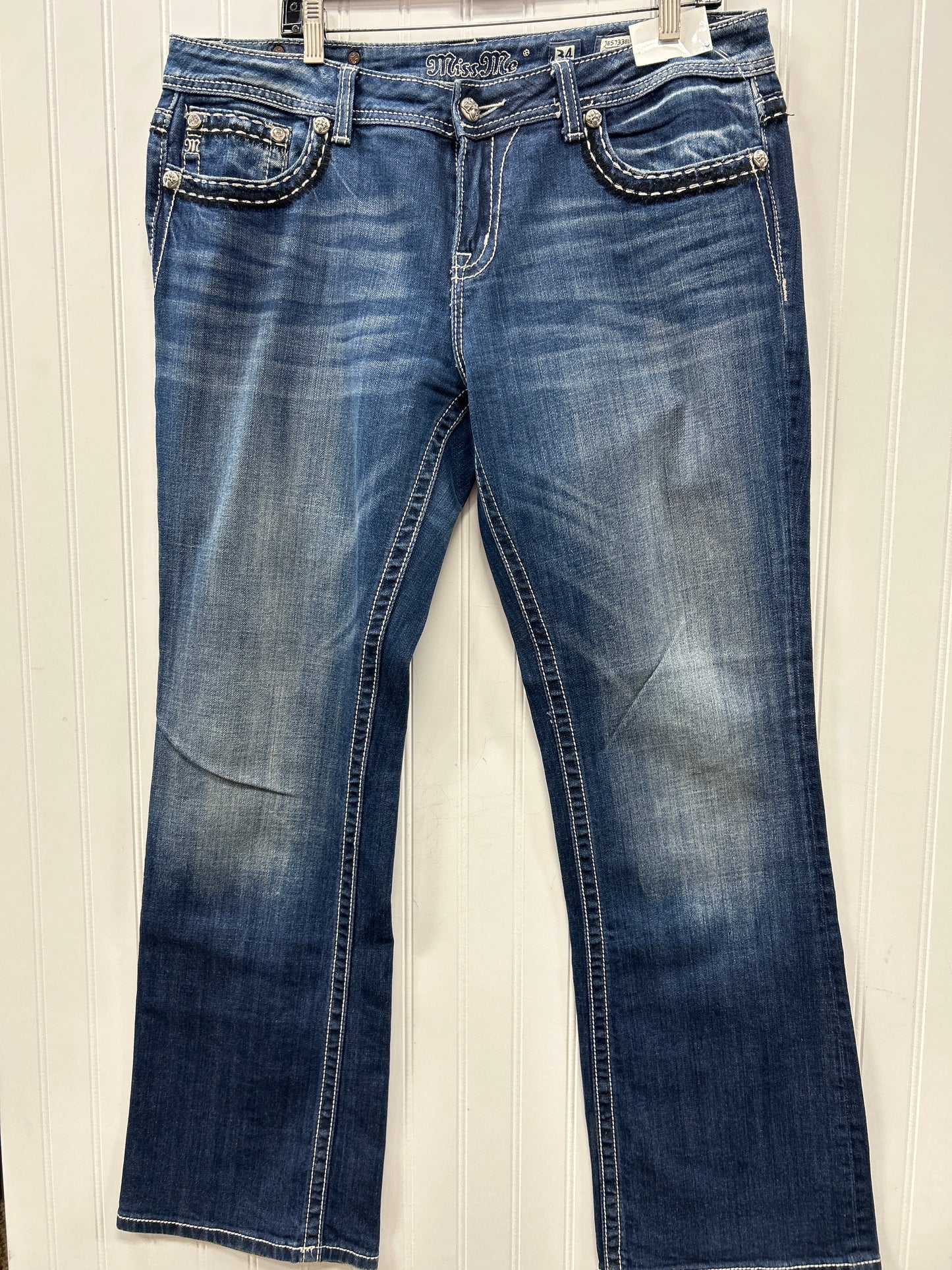 Jeans Boot Cut By Miss Me In Blue Denim, Size:14