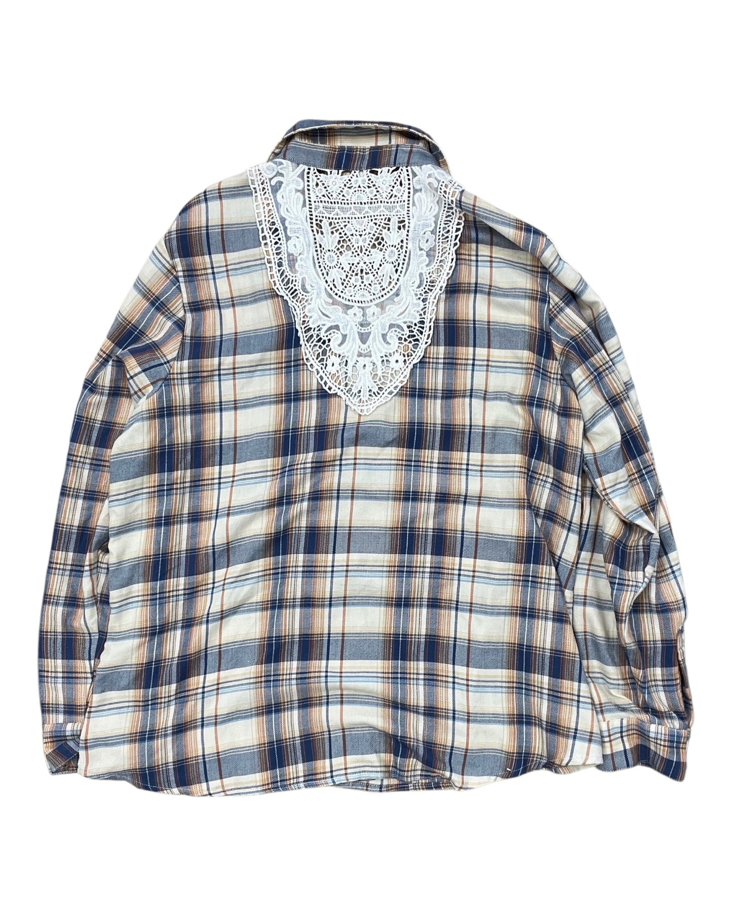 Blouse Ls By Clothes Mentor In Blue & Cream, Size:Xl