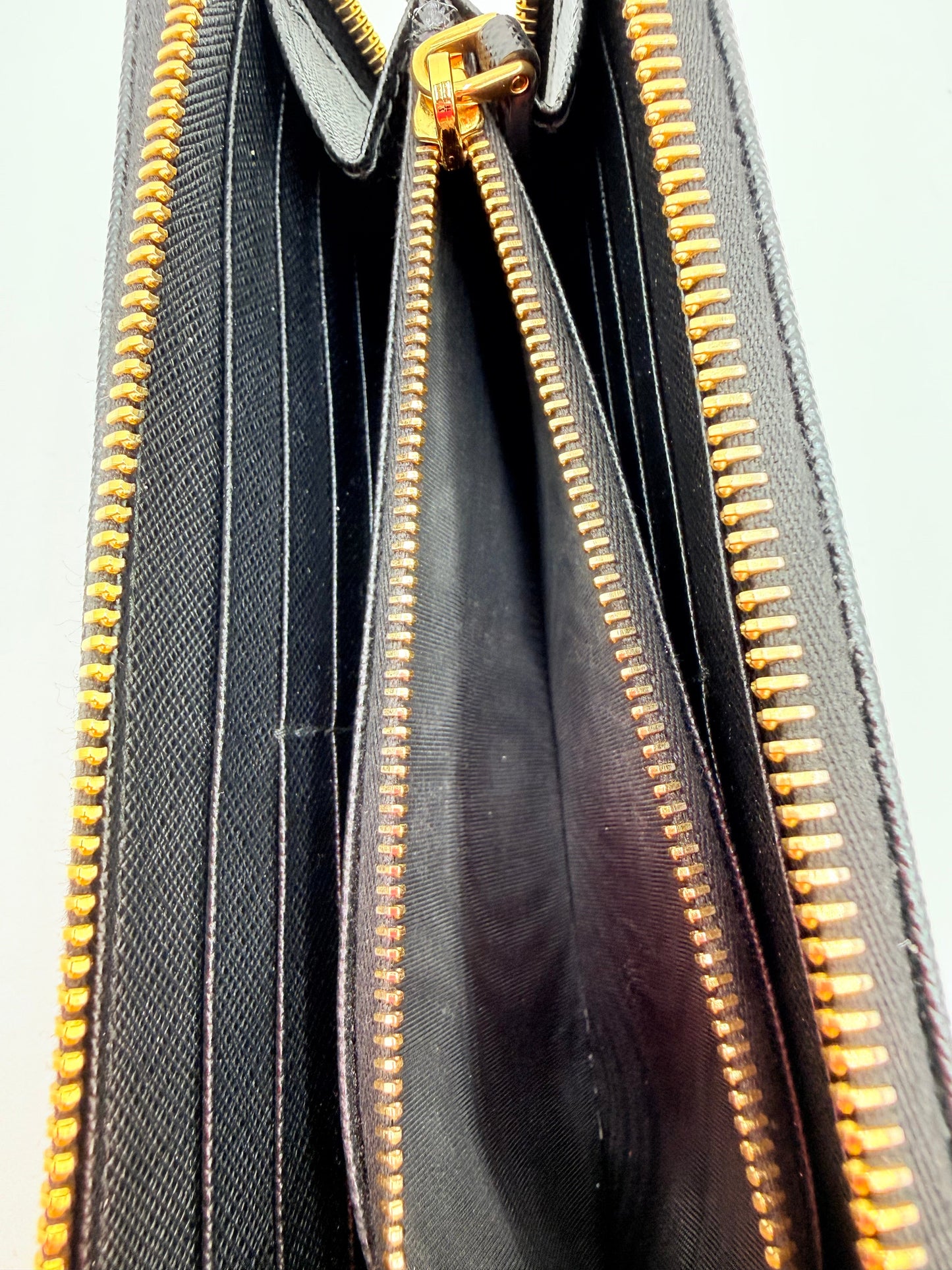 Wallet Luxury Designer By Prada In Black, Size:Medium